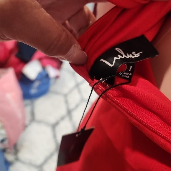 LULUS Good Deeds Red Lace-Up Dress Size S - Picture 11 of 13
